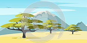 African savannah flat vector illustration