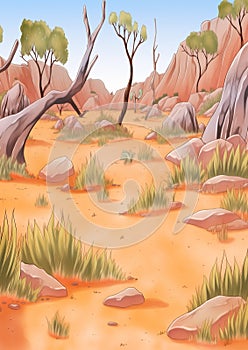 African Savannah Landscape Illustration