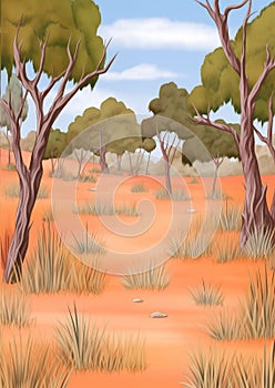 African Savannah Landscape Illustration