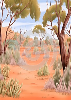 African Savannah Landscape Illustration