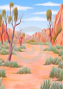 African Savannah Landscape Illustration