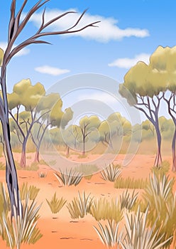 African Savannah Landscape Illustration