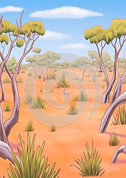 African Savannah Landscape Illustration