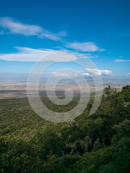 African savannah landscape in Maasai Mara National Reserve, Kenya, South Africa.