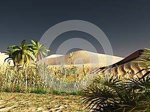 African savannah with lavish and radiant vegetation 3d rendering