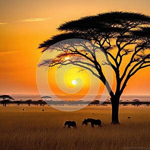 African savannah view at