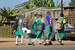 African school children on the street