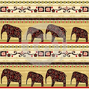 African seamless pattern with elephant