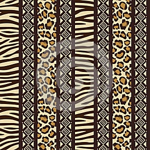 African seamless with wild animal skin patte photo