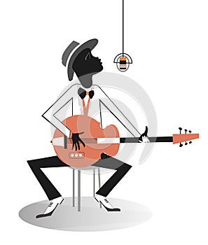 African singing guitar player illustration