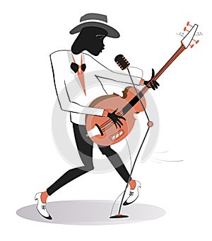 African singing guitar player illustration