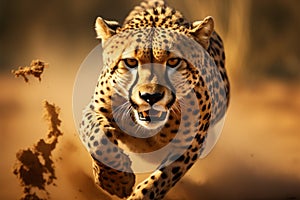 African speedster Cheetah running in nature, showcasing incredible wildlife motion