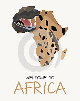 African spotted hyena map illustration