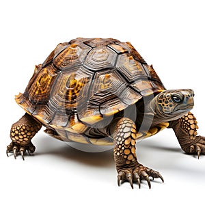 African spurred tortoise (Geochelone sulcata) isolated on white background