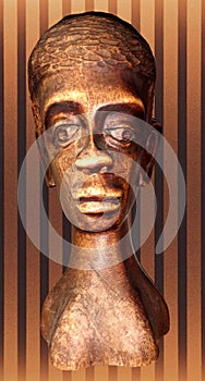 African statuette on colored background