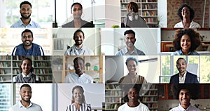 African students and diverse businesspeople collage view