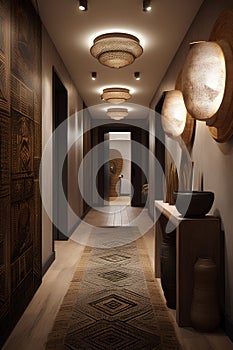 African style hallway interior in luxury house