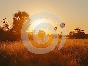 African Sunset with Acacia Tree