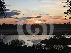 African sunset, Kruger National Park, South Africa.