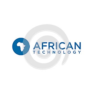 African Tech company logo design incorporated with Africa Continent outline design