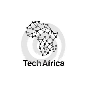 African Tech company logo design incorporated with Africa Continent outline design