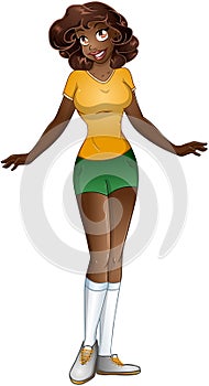 African Teenage Girl In TShirt And Short Pants