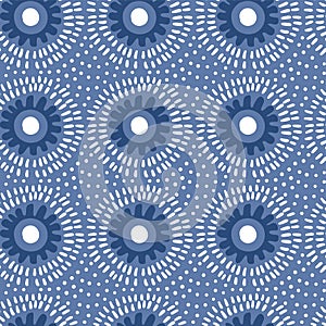 African textile. Vector seamless pattern with point circles.