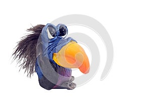 African toy of parrot against the white background