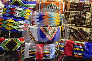 African traditional handmade colorful beads bracelets, bangles.