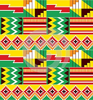 African tribal design Kente nwentoma textiles style vector seamless design, zigazg geometric pattern inspired by Ghana traditional