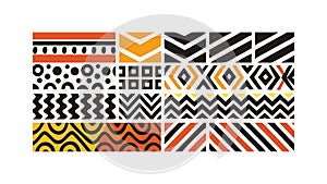 African Tribal Geometric Pattern Border Design, vector design Generative AI