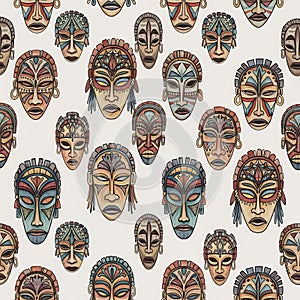 African Tribal Masks Pattern Design