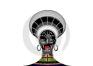 African Tribe Clothes Female Zulu, portrait of cute south african woman. Typical clothing for married women, young girl of Bantu