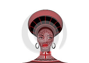 African Tribe Clothes Female Zulu, portrait of cute south african woman. Typical clothing for married women, young girl of Bantu photo