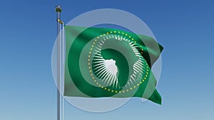 African Union flag against blue sky