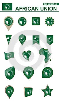 African Union Flag Collection. Big set for design
