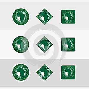 African Union flag icons set, vector flag of African Union