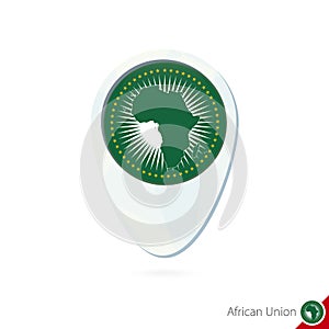 African Union flag location map pin icon on white background