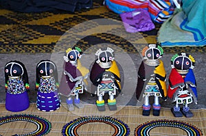 African unique rag dolls in traditional handmade clothes for sell.