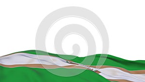 African Unity fabric flag waving on the wind loop. Embroidery stiched cloth banner swaying on the breeze. Half-filled white