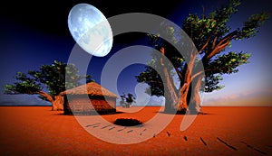 African village at night