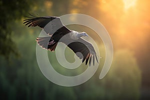 African vulture in flight sunset. - Generative AI art