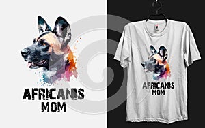 African Wild dog mom watercolor t-shirt template design