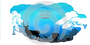 African Wildlife Background. Nature Background. African savanna landscape. safari card. vector.