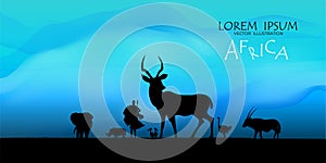 African Wildlife Background. vector of africa wildlife card.