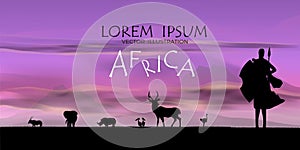 African Wildlife Background. vector of africa wildlife card.