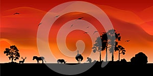 African Wildlife,Vector illustration African landscape.