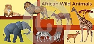 African wildlife, vector image in realistic style