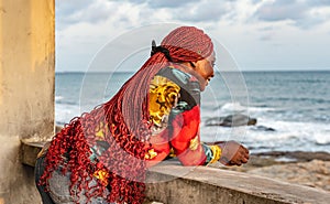 African woman with beautiful red rasta hair