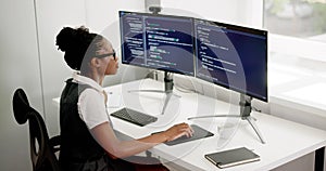 African Woman Coding As A Web Programmer